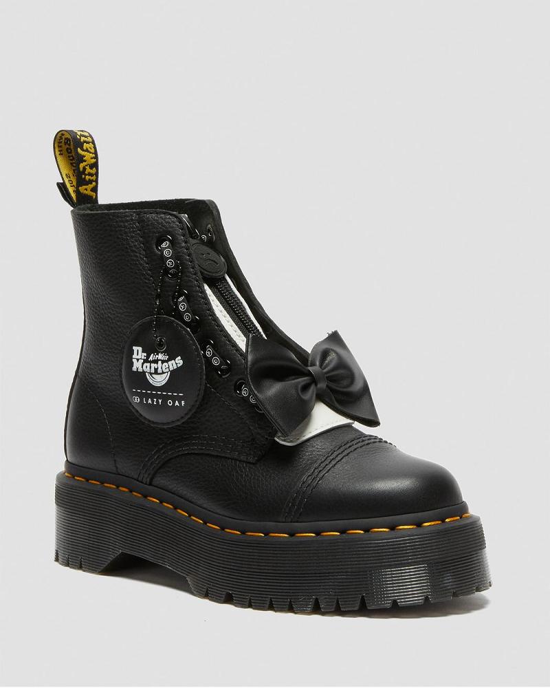 Dr Martens Sinclair Lazy Oaf Leren Platform Laarzen Dames Zwart | NL 528TCE